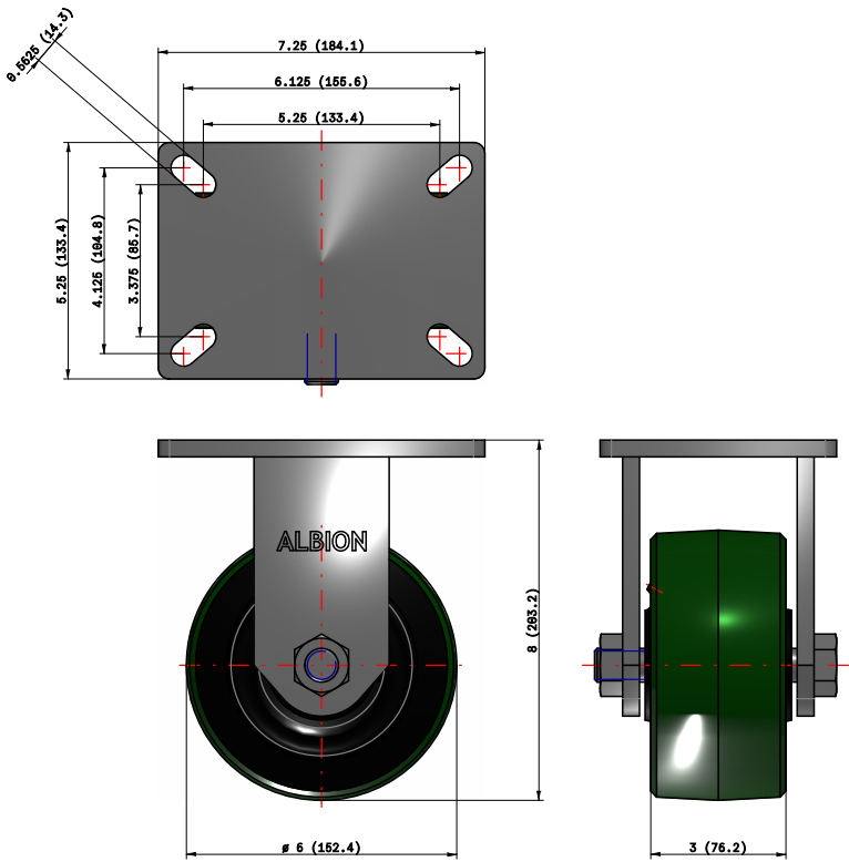 Heavy Duty Kingpinless Casters with Poly on Iron Wheel - Capacity up to 2,500lbs