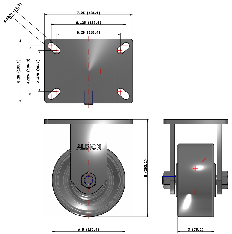 Heavy Duty Kingpinless Casters with Cast Iron Wheel - Capacity up to 2,800lbs