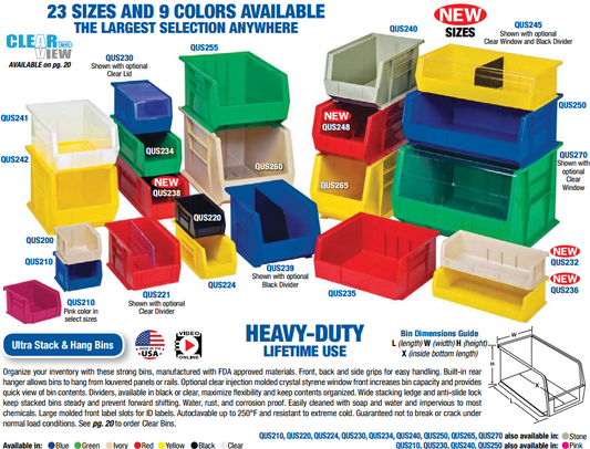 QUANTUM Ultra Stack & Hang Plastic Bins