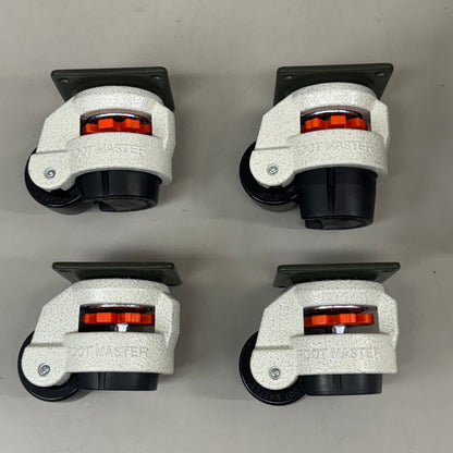 Set of four FOOT MASTER swivel caster wheels with 3 1/4-inch mounting plates and 2-inch green marble-style wheels by PayWut.