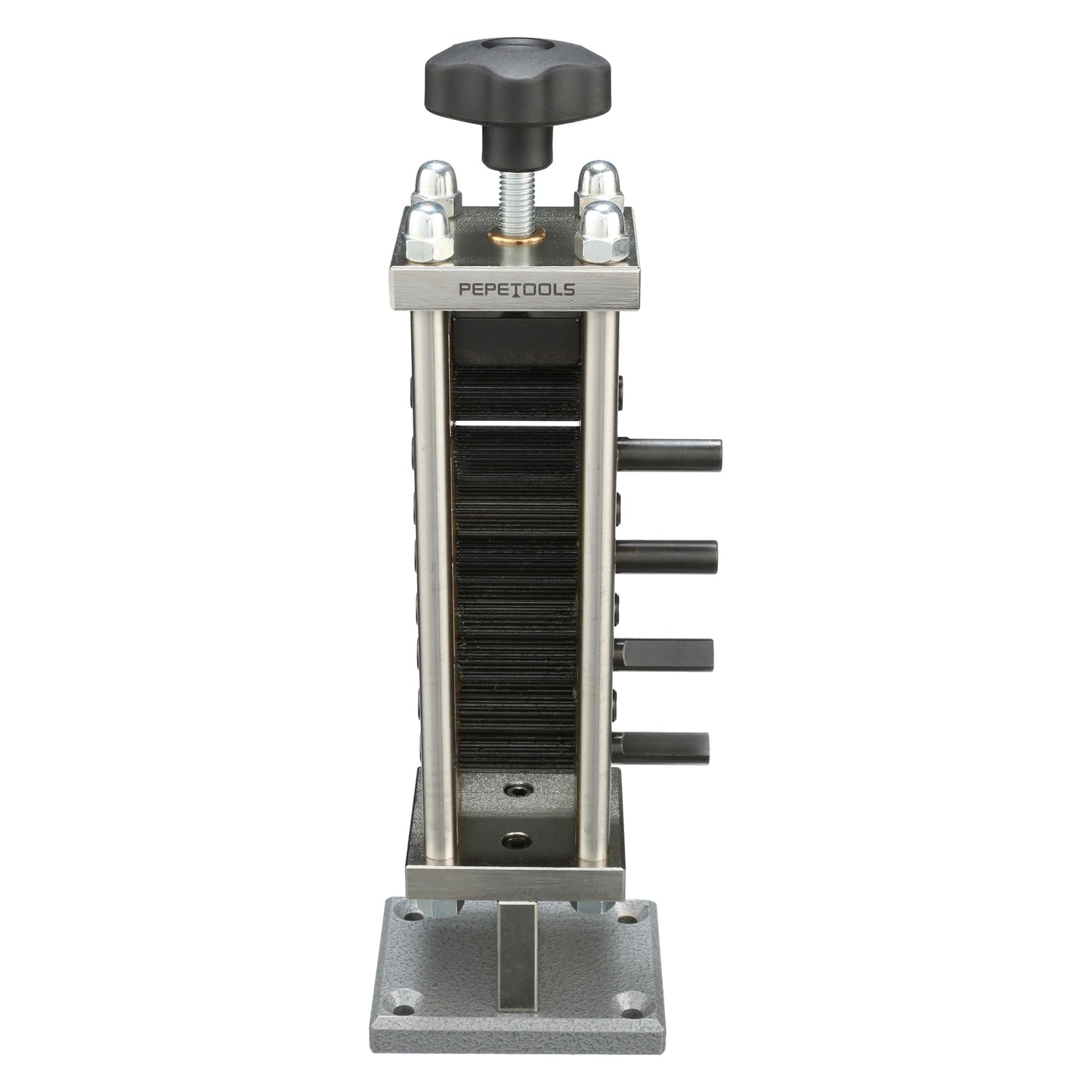 Pepetools corrugating rolling mill used to create textured, corrugated metal sheets, with adjustable rollers and sturdy construction.