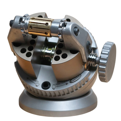 Stainless steel 80mm engraving vice by Pepetools, shown gripping metal work for detailed engraving and jewelry making.