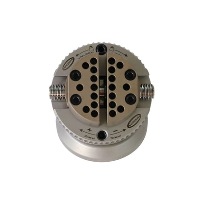 Stainless steel 80mm engraving vice by Pepetools, showing the precise clamping jaws for detailed engraving work.