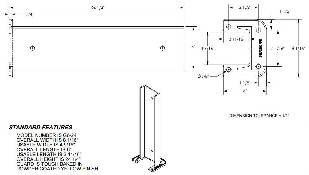 24-inch tall yellow steel pallet rack post protector by TACT Industrial, designed for safety and guarding of warehouse racks.
