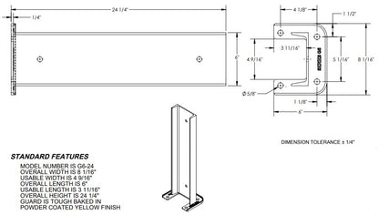 24-inch tall yellow steel pallet rack post protector by TACT Industrial, designed for safety and guarding of warehouse racks.