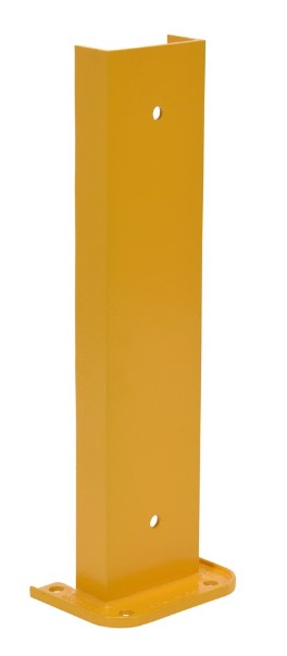 Yellow steel pallet rack post protector by TACT Industrial, 24 inches tall, designed for safety guarding of warehouse racking.