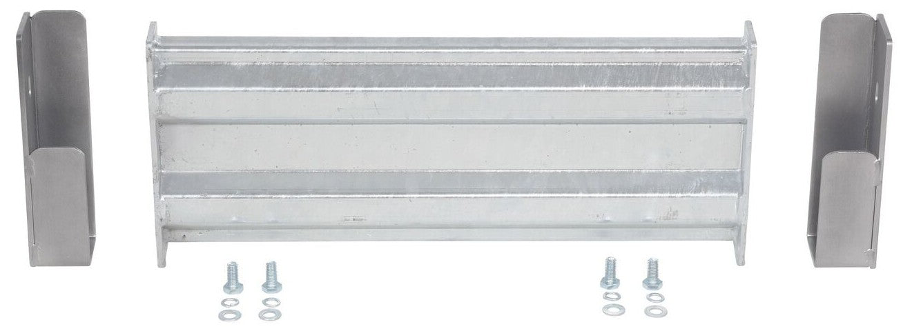 Galvanized 24-inch Vestil drop-in guard railing system for safety and guarding in industrial or warehouse settings.