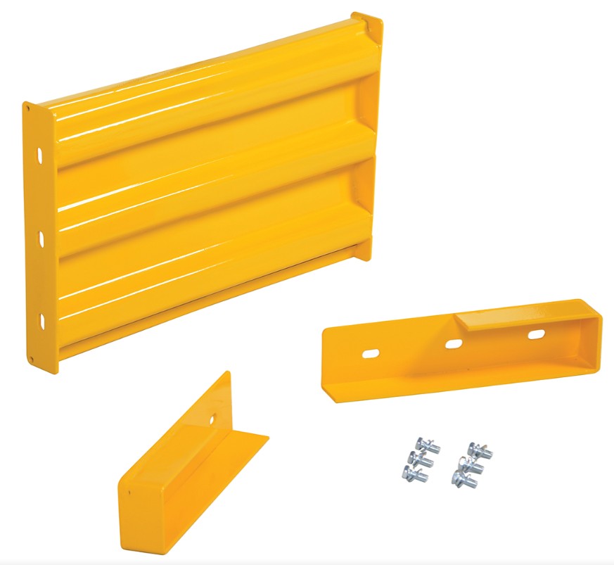 Yellow Vestil Structural Guard Railing System with drop-in and bolt-on install, designed for safety guarding in industrial settings.