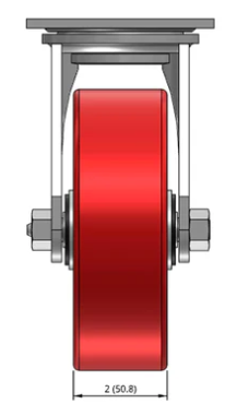 Heavy-duty TACT Industrial Polyurethane on iron caster wheels with 1250 lb capacity, designed for durable industrial use.