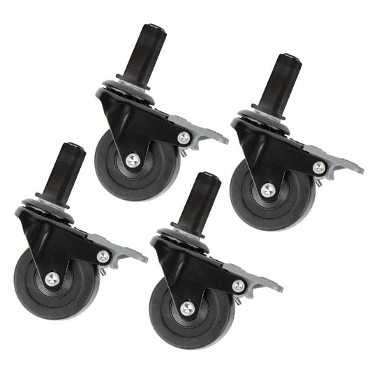 Set of four PIPE DECOR swivel caster wheels designed for ½-inch pipe, featuring durable construction and smooth rotation.