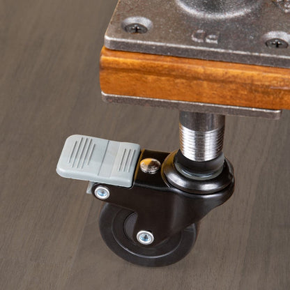 Set of four swivel caster wheels for ½-inch pipe, durable metal construction, ideal for furniture and DIY projects.