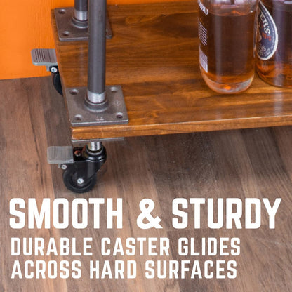Set of four Pipe Decor swivel caster wheels for ½-inch pipe, featuring durable metal construction and smooth rolling action.