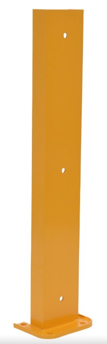 Yellow steel pallet rack post protector by TACT Industrial, 36 inches tall, designed to safeguard warehouse rack posts.