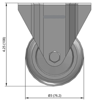 3" Light Duty Thermo-Rubber TPR Rigid Castor Dimensions