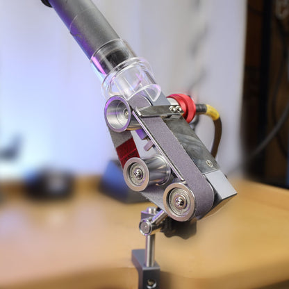 Pepetools Power Sander Flexshaft Belt Attachment with abrasive belt for detailed polishing and sanding tasks.