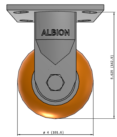 4" CG-Max Rigid Castor Dimensions