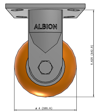 Tact Industrial rigid caster with ergonomic reactive poly wheels, 1500 lb capacity, low push-force for smooth mobility.