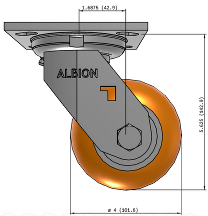 Ergonomic reactive poly caster wheel by TACT Industrial, swivel design with 1500 lb capacity and low push-force for heavy-duty carts.