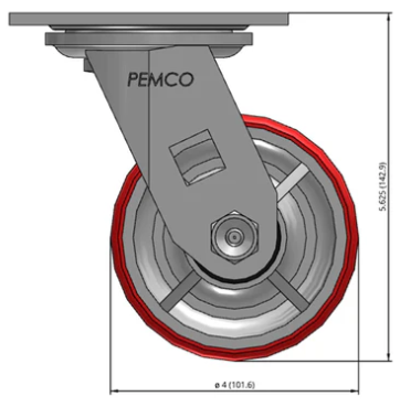 Heavy-duty polyurethane on iron caster wheel, swivel design, 1250 lb capacity by TACT Industrial Products for industrial use.