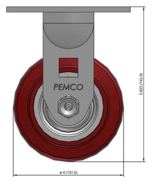 4" RIGID CASTER with POLYURETHANE WHEEL DIMENSIONS