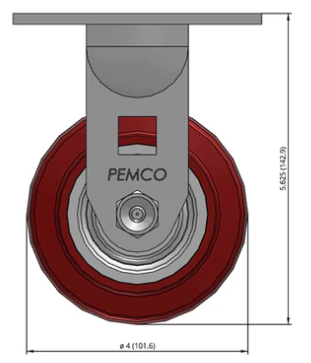 Rigid stainless steel caster with polyurethane wheel, 800lb capacity, food-grade washdown caster by TACT Industrial Products.