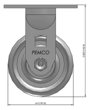 Rigid caster with cast iron wheel from TACT Industrial Products, designed for heavy-duty industrial applications, capacity 1250 lbs.