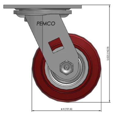 4" Urethane Swivel Castor Dimensions