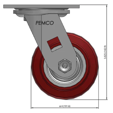 Swivel caster with polyurethane wheel, stainless steel frame, suitable for washdown environments, 800lb capacity, TACT Industrial Products