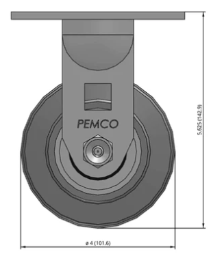 4" Thermo-Rubber Rigid Castor Dimensions