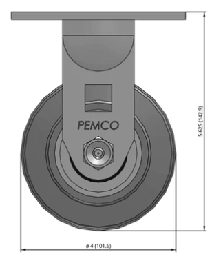 Medium duty TPR caster with soft rubber non-marking wheels and rigid construction, ideal for industrial carts by TACT Industrial Products.