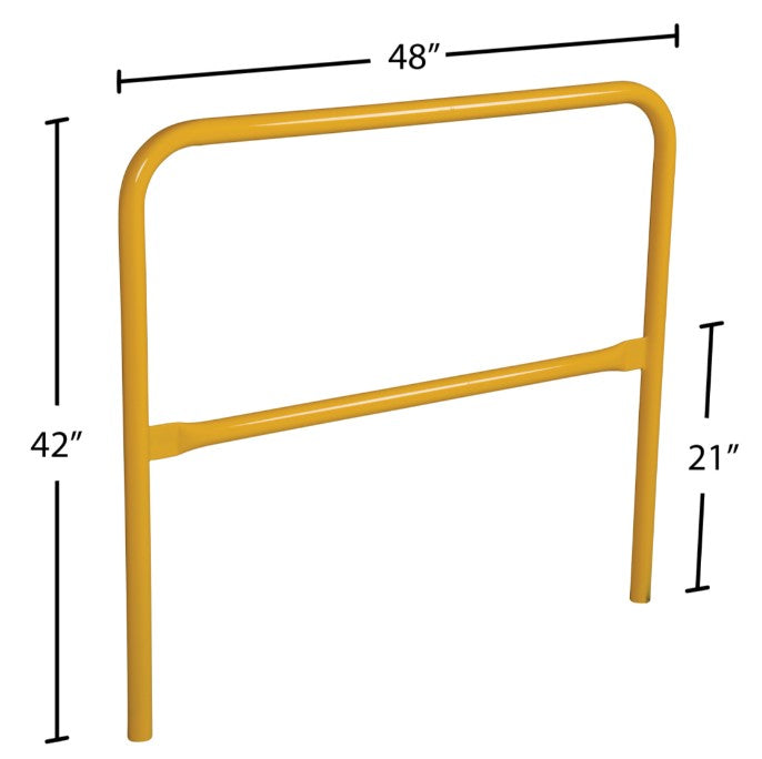 Vestil steel pipe hand railing system for safety guarding, featuring sturdy metal pipes and secure mounting for industrial protection.