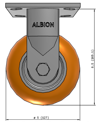 5" CG-Max Rigid Castor Dimensions