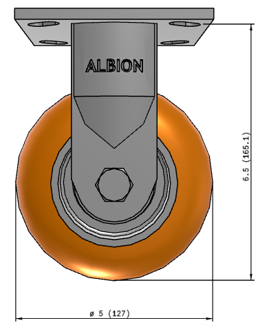 Rigid caster wheel from TACT Industrial with ergonomic reactive poly wheels, 1500 lb capacity, low push-force design.