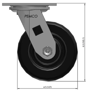 5" Phenolic Swivel Castor Dimensions