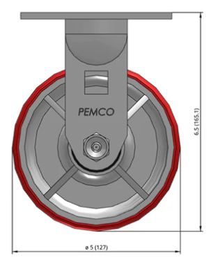 5" Polyurethane on Iron Rigid Castor Dimensions