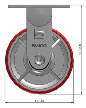 Heavy duty polyurethane caster wheel on iron frame with 1250 lb capacity, ideal for industrial applications, by TACT Industrial Products.