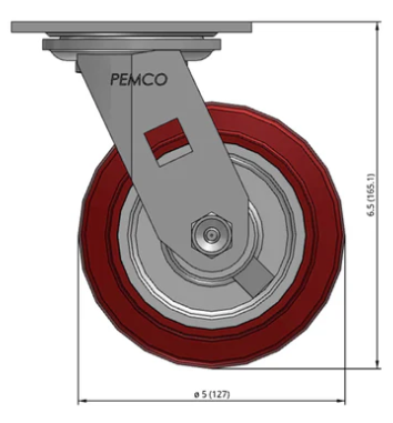 5" Urethane Swivel Castor Dimensions