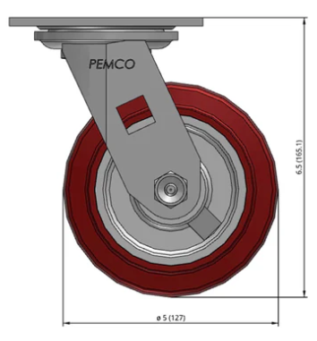 Swivel caster with polyurethane wheel from TACT Industrial, stainless steel construction, 800lb capacity, suitable for food-grade washdown use