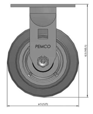 5" Thermo-Rubber Rigid Castor Dimensions