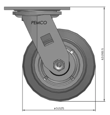 Medium duty TPR caster with soft rubber non-marking wheels and swivel design from TACT Industrial Products.