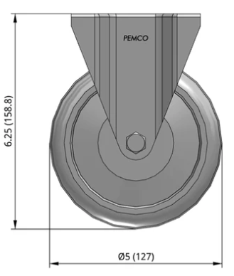 Ergonomic TACT Industrial polyurethane caster with light-duty design, quiet operation, non-marking wheels, suitable for 270-350 lb capacity.
