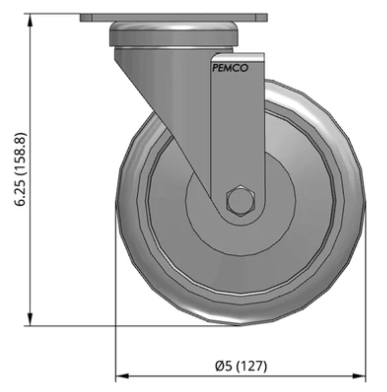Light duty TACT Industrial swivel caster with ergonomic TPU polyurethane wheel, quiet, non-marking, supports 270-350 lb capacity.