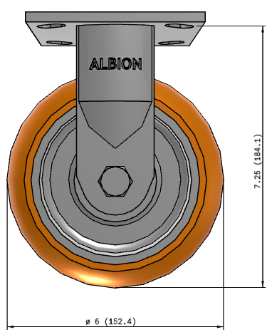 6" CG-Max Rigid Castor Dimensions