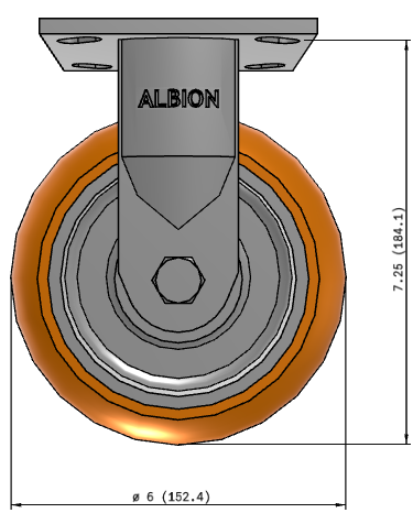 Rigid caster wheel with ergonomic reactive poly material, 1500 lb capacity, low push-force design by TACT Industrial Products.