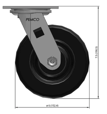 6" Phenolic Swivel Castor Dimensions