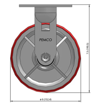 Heavy-duty caster wheel with polyurethane on iron construction, 1250 lb capacity, rigid design by TACT Industrial Products.