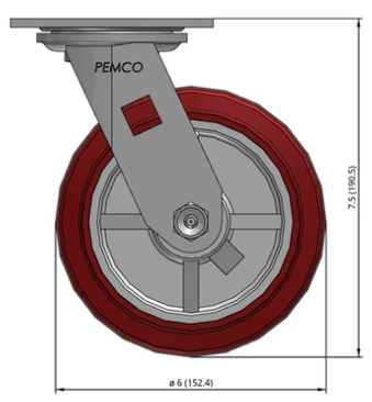 Swivel caster with polyurethane wheel, stainless steel frame, designed for food-grade washdown applications, 800lb capacity.
