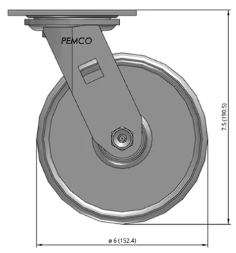 Swivel caster with cast iron wheel by TACT Industrial Products, designed for heavy-duty industrial use, 1250 lb capacity.