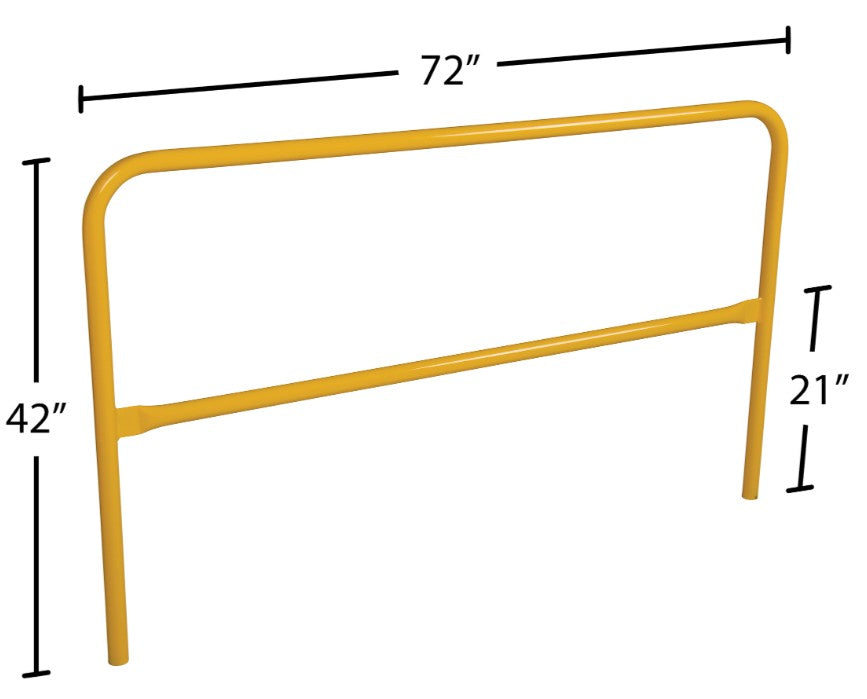 Steel pipe hand railing system by Vestil, safety guarding with sturdy metal pipes and secure mounting for industrial safety.