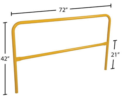 Steel pipe hand railing system by Vestil, safety guarding with sturdy metal pipes and secure mounting for industrial safety.